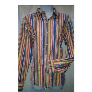 Lauren by Ralph Lauren Multi-Color Striped Button Up Cotton Blouse
